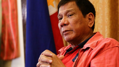 A plane carrying former Philippine leader Rodrigo Duterte to the