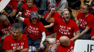A sit-in at New York City’s Trump Tower is underway
