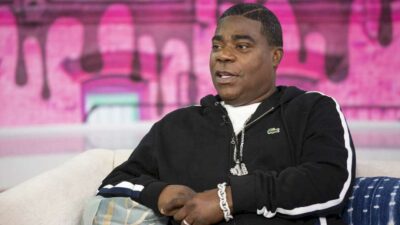 Comedian Tracy Morgan was wheeled away from his courtside seat