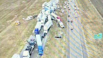 A dust storm caused a pileup on Interstate 70 last