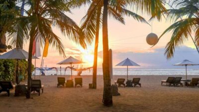 A beautiful Indonesian island popular with tourists from around the