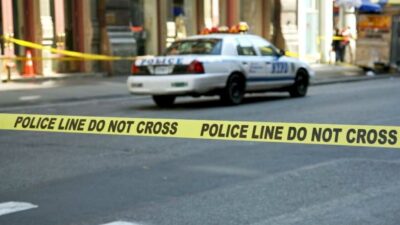 A man has been arrested after a double stabbing outside