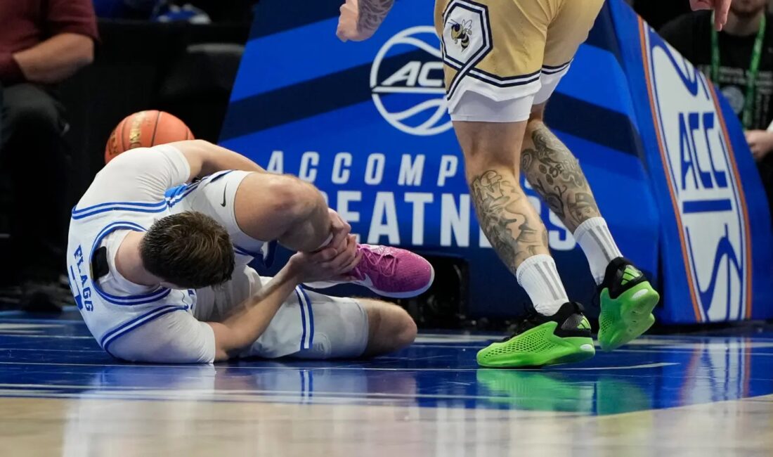 Duke Blue Devils' Cooper Flagg injured his left ankle during