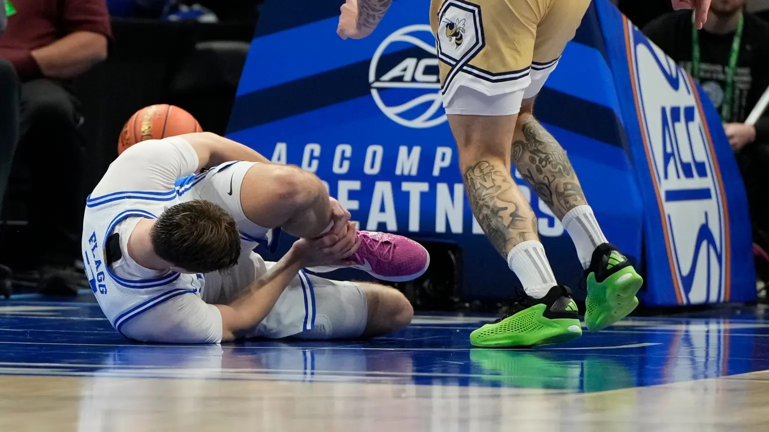 Duke Blue Devils' Cooper Flagg injured his left ankle during